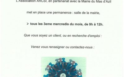 Nouvelle permanence de l’ARCSI au Mas d’Azil tous les 3ème mercredis du mois